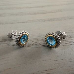 Phillip Gavriel "Popcorn" .98ct Blue Topaz Stud Earrings in Sterling Silver (S72